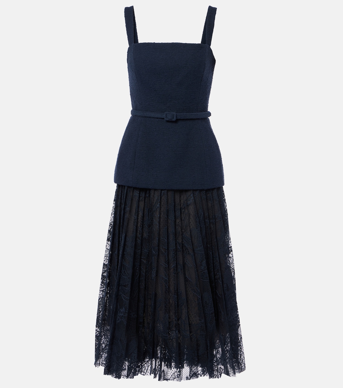 Midikleid aus Tweed und Guipure-Spitze | Oscar de la Renta