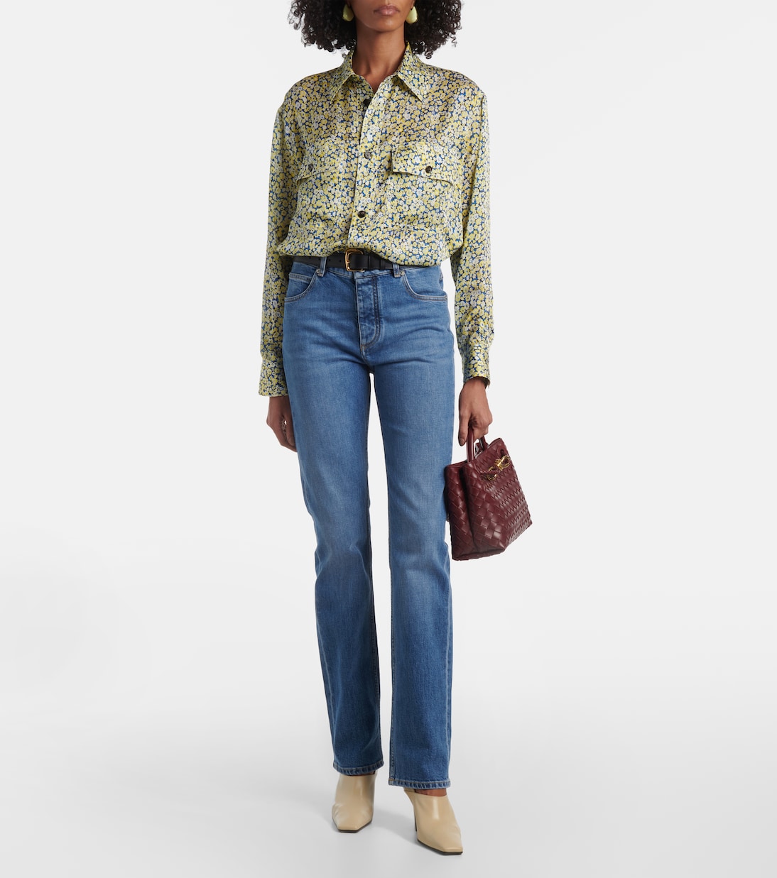 Camicia Daisy in seta con stampa floreale | Bottega Veneta