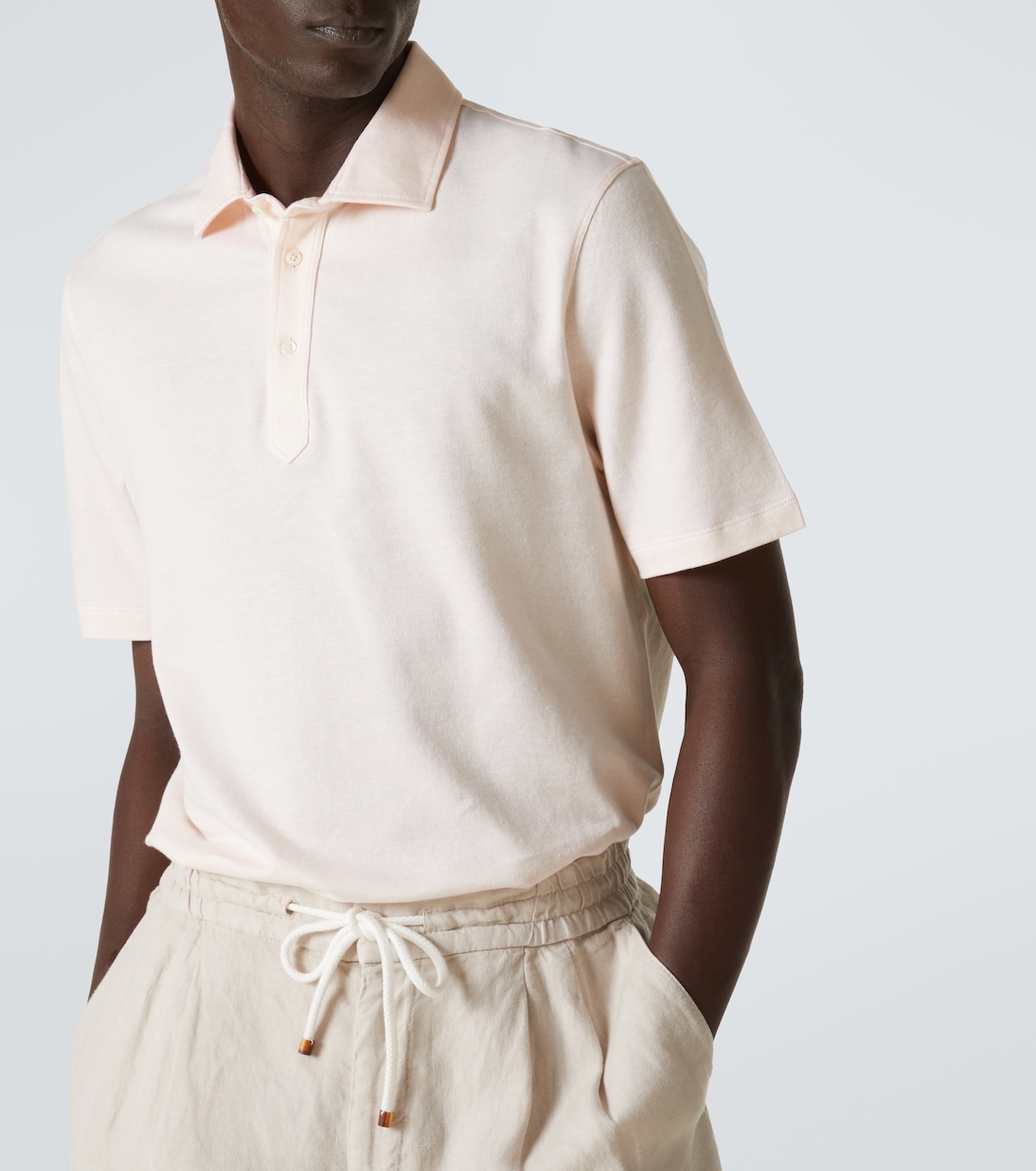 Polo in cotone e lino | Brunello Cucinelli
