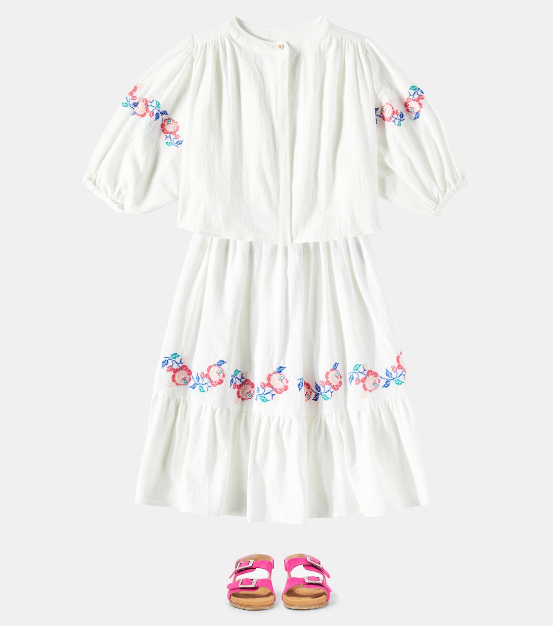 Jane floral embroidered cotton skirt | C'era Una Volta