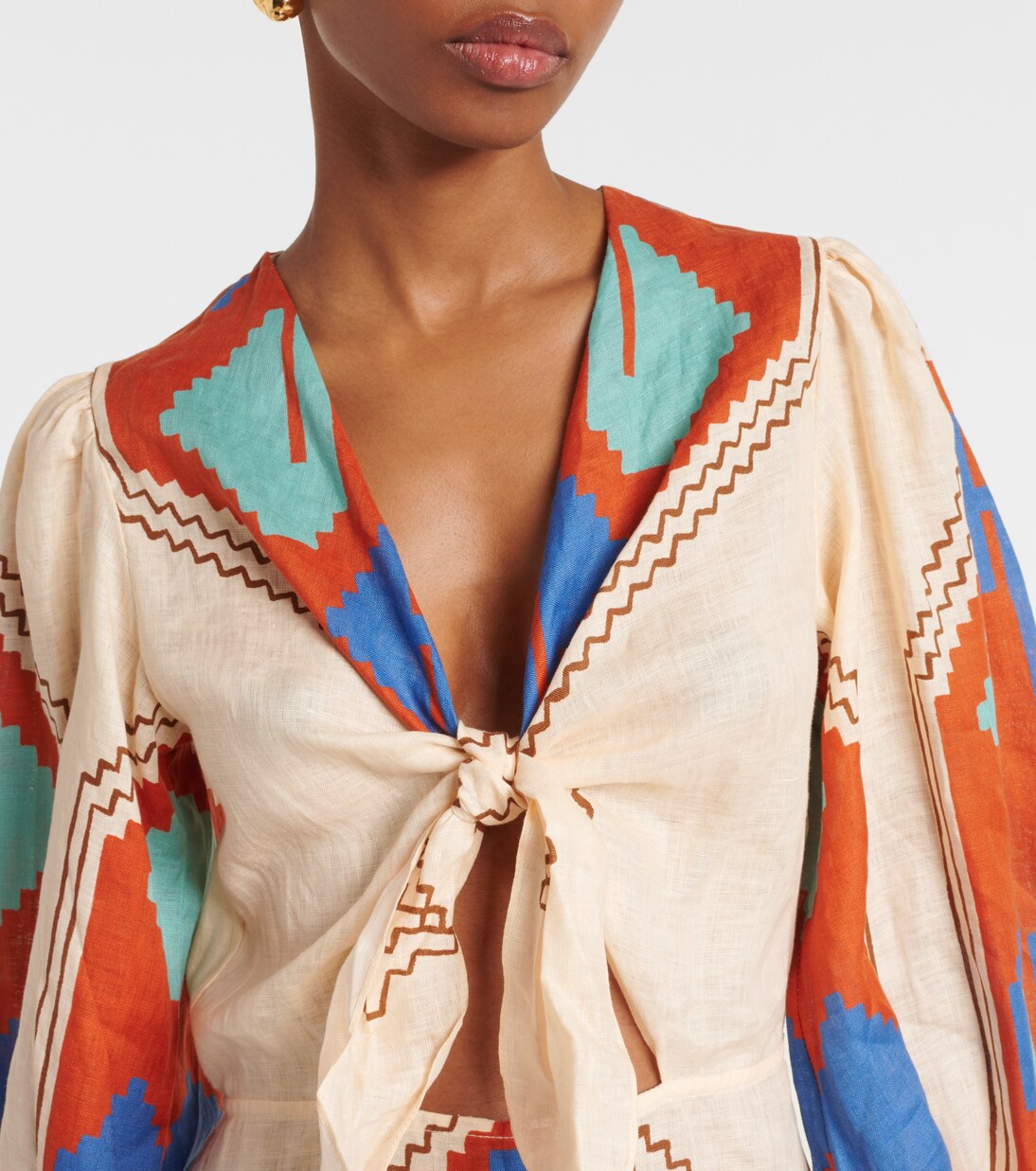 Robe midi imprimée en lin | Johanna Ortiz