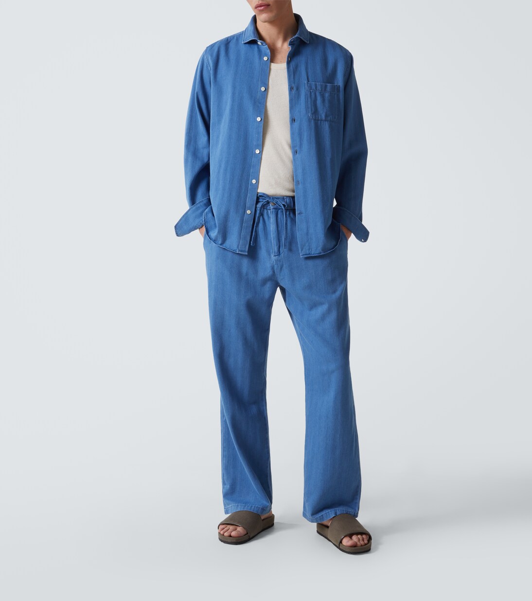 Pantalones anchos Rocha de sarga de algodón | Frescobol Carioca