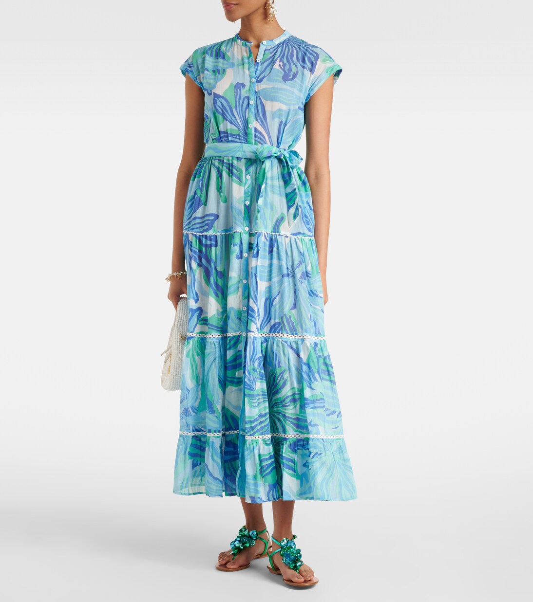 Robe longue Kora imprimée en coton | Poupette St Barth