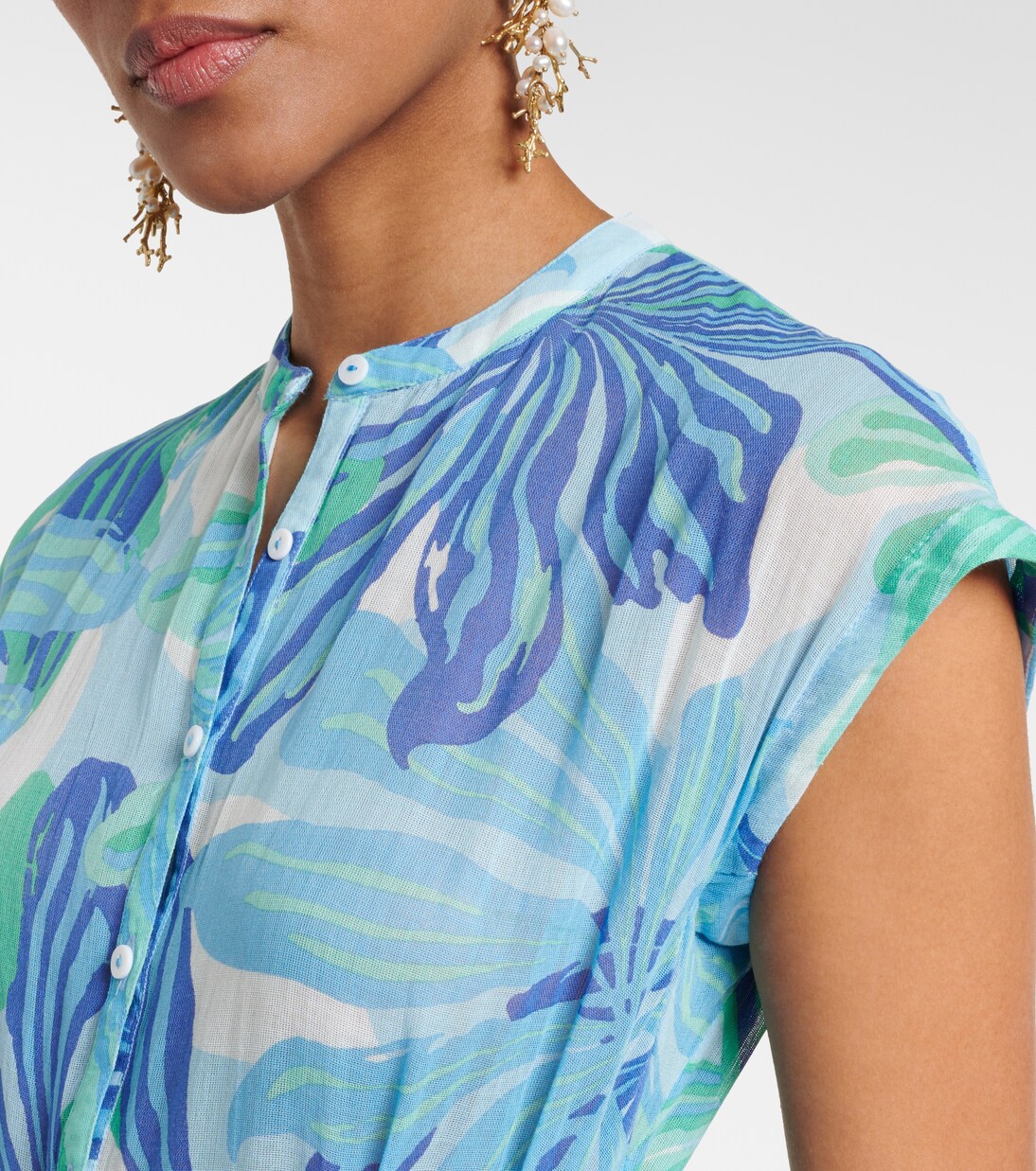 Robe longue Kora imprimée en coton | Poupette St Barth