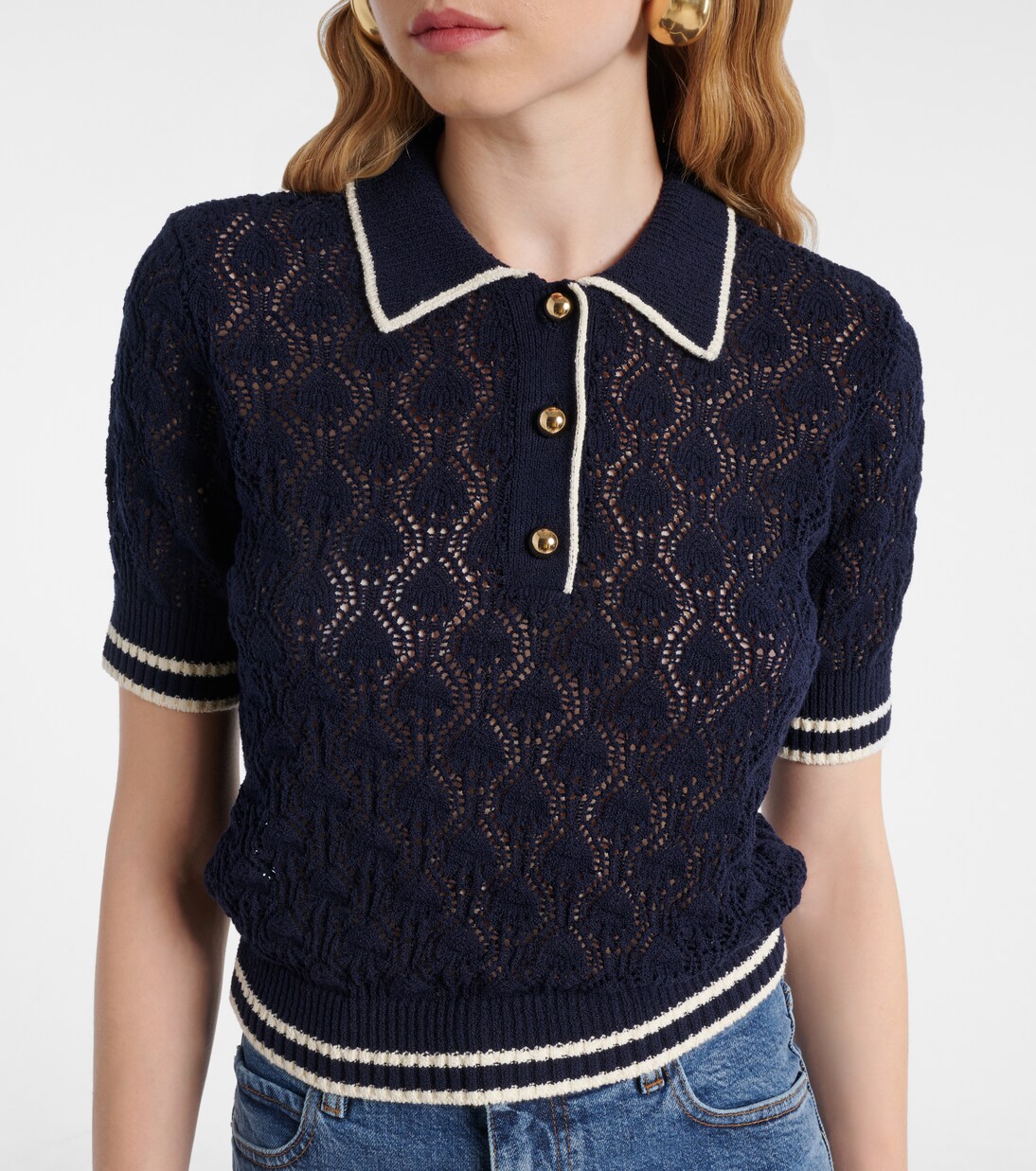 Polo cropped Rookie de punto calado | Frame