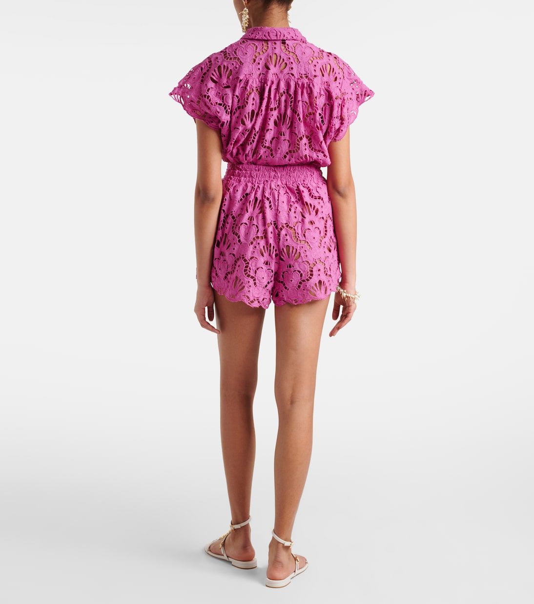 High-rise cotton lace shorts | Farm Rio