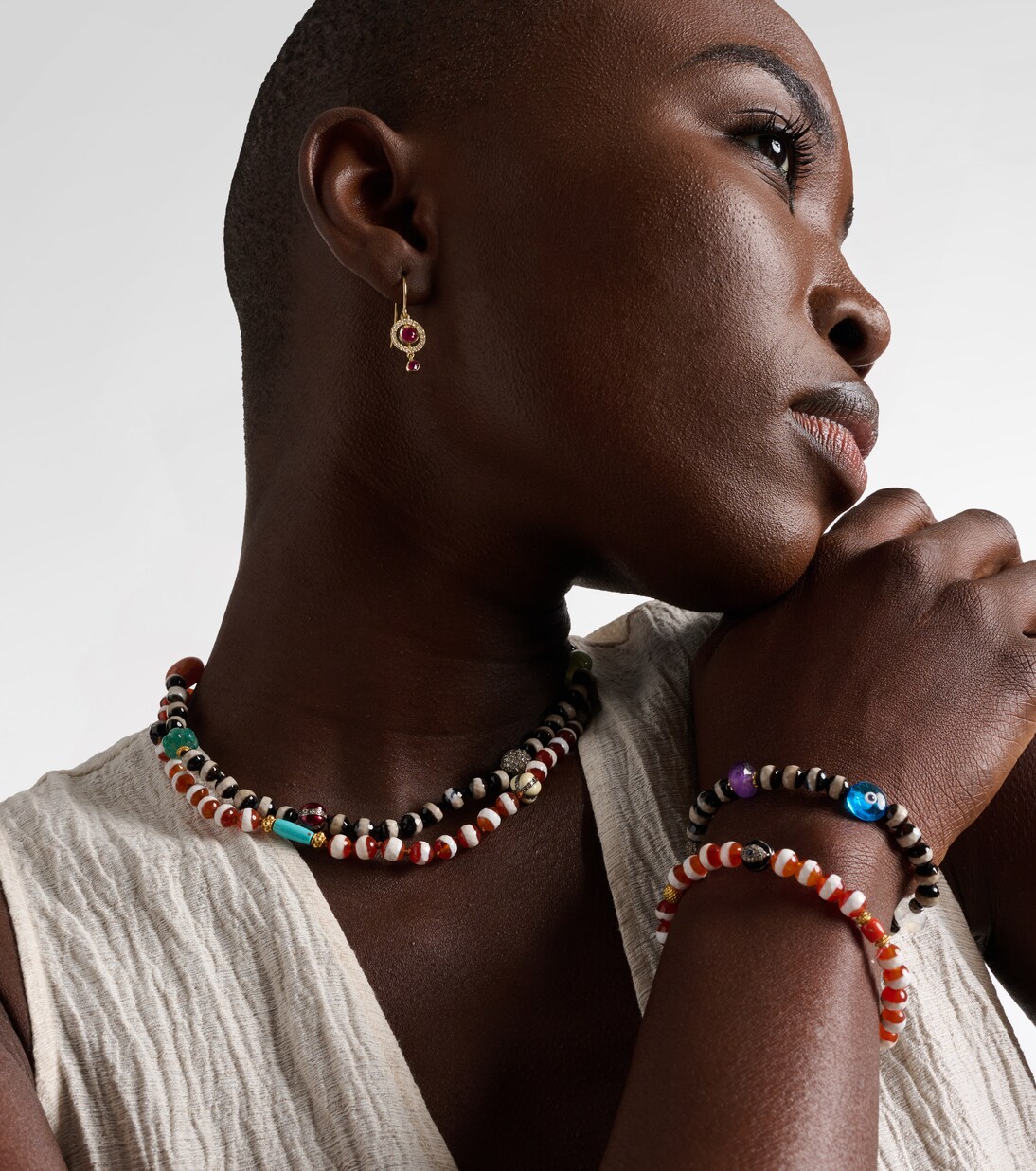 Globetrotter beaded necklace with gemstones | Ileana Makri