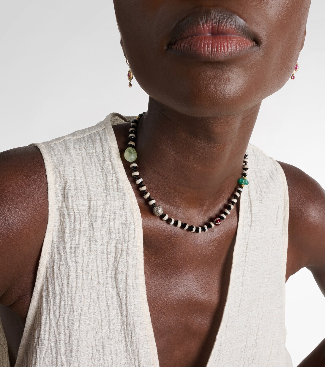 Globetrotter beaded necklace with gemstones | Ileana Makri