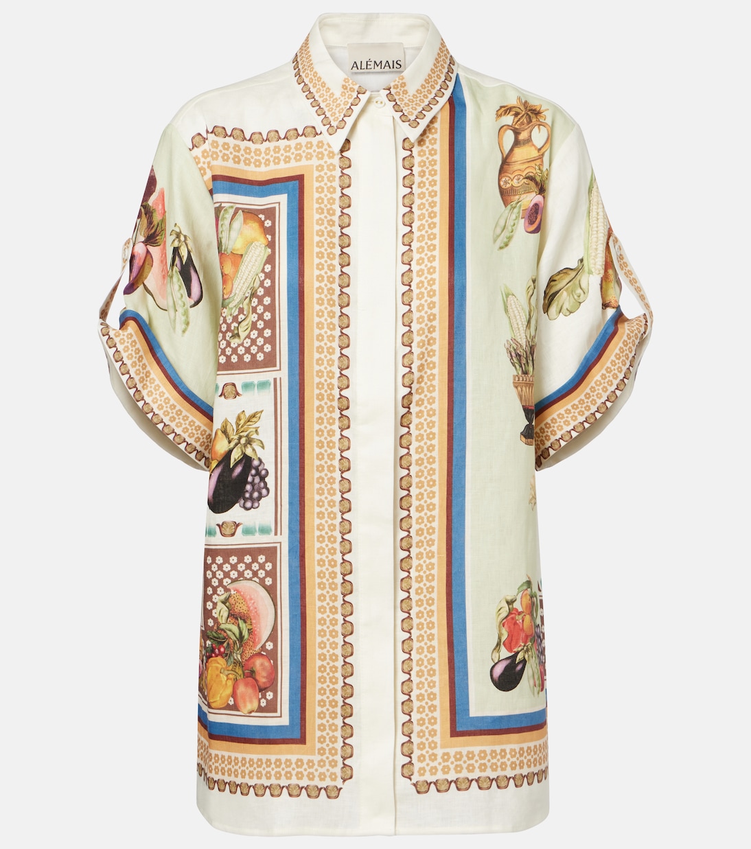 Bedrucktes Hemd Mercado aus Leinen | Alémais