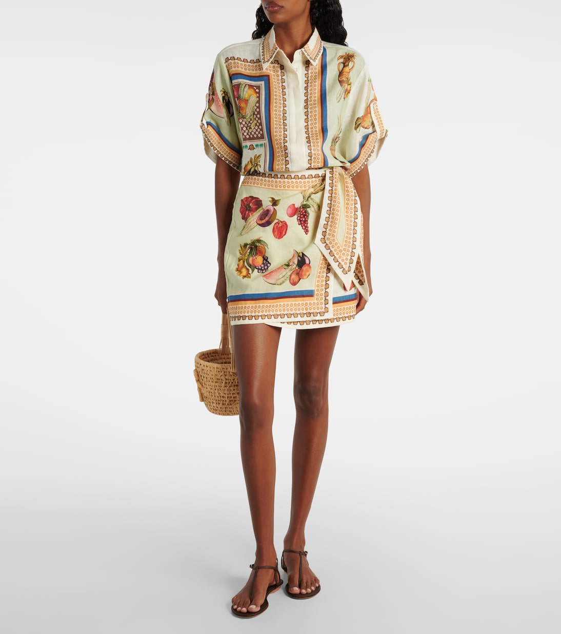 Bedrucktes Hemd Mercado aus Leinen | Alémais