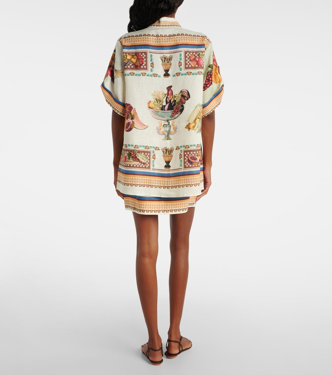 Bedrucktes Hemd Mercado aus Leinen | Alémais