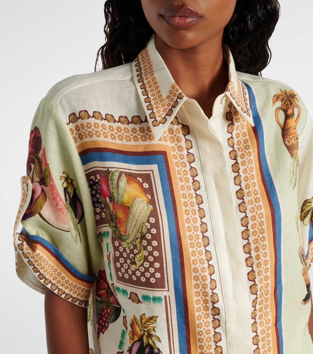 Bedrucktes Hemd Mercado aus Leinen | Alémais