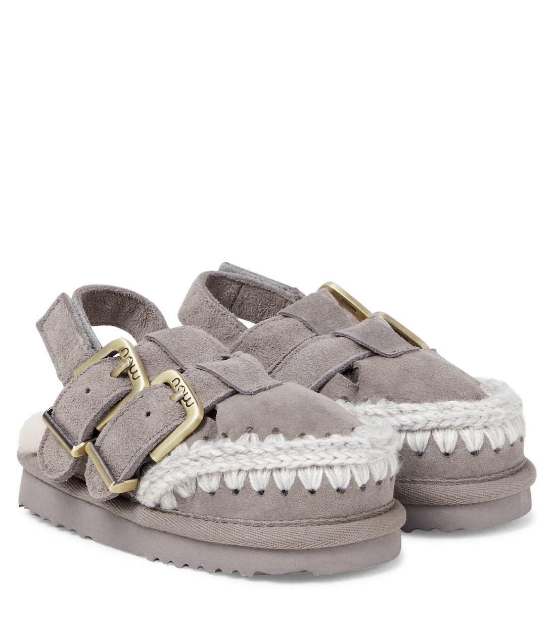 Shearling-lined suede slingback flats | Mou Kids