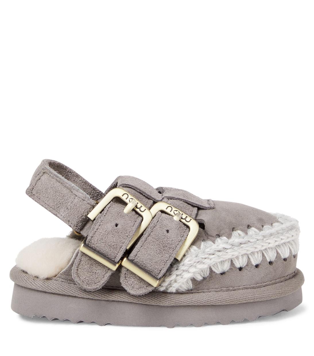 Shearling-lined suede slingback flats | Mou Kids