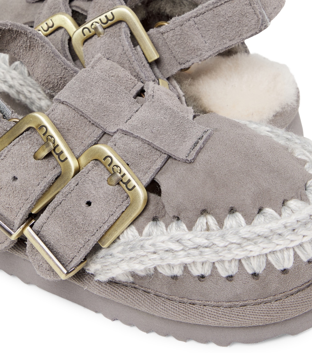 Shearling-lined suede slingback flats | Mou Kids