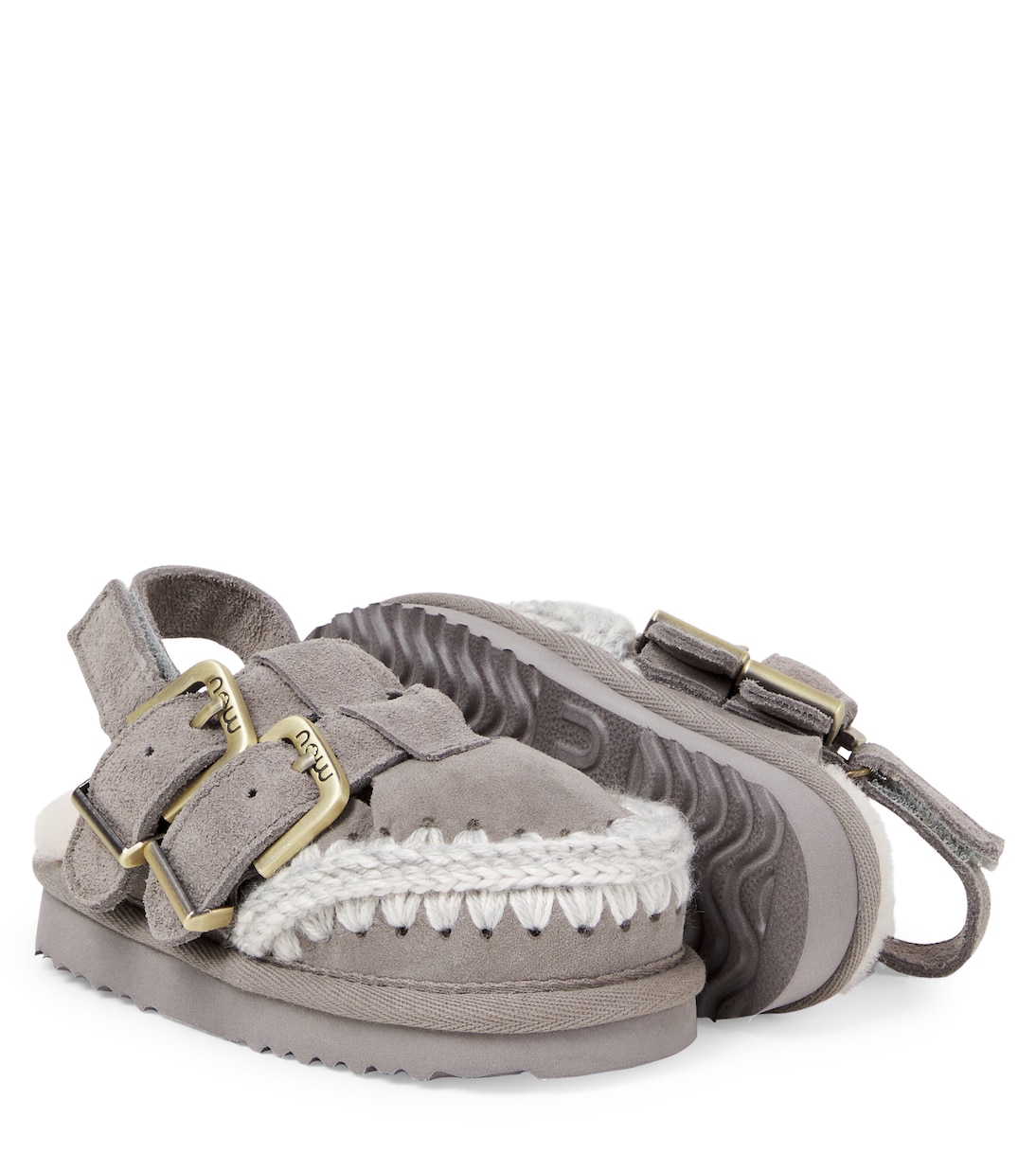 Shearling-lined suede slingback flats | Mou Kids