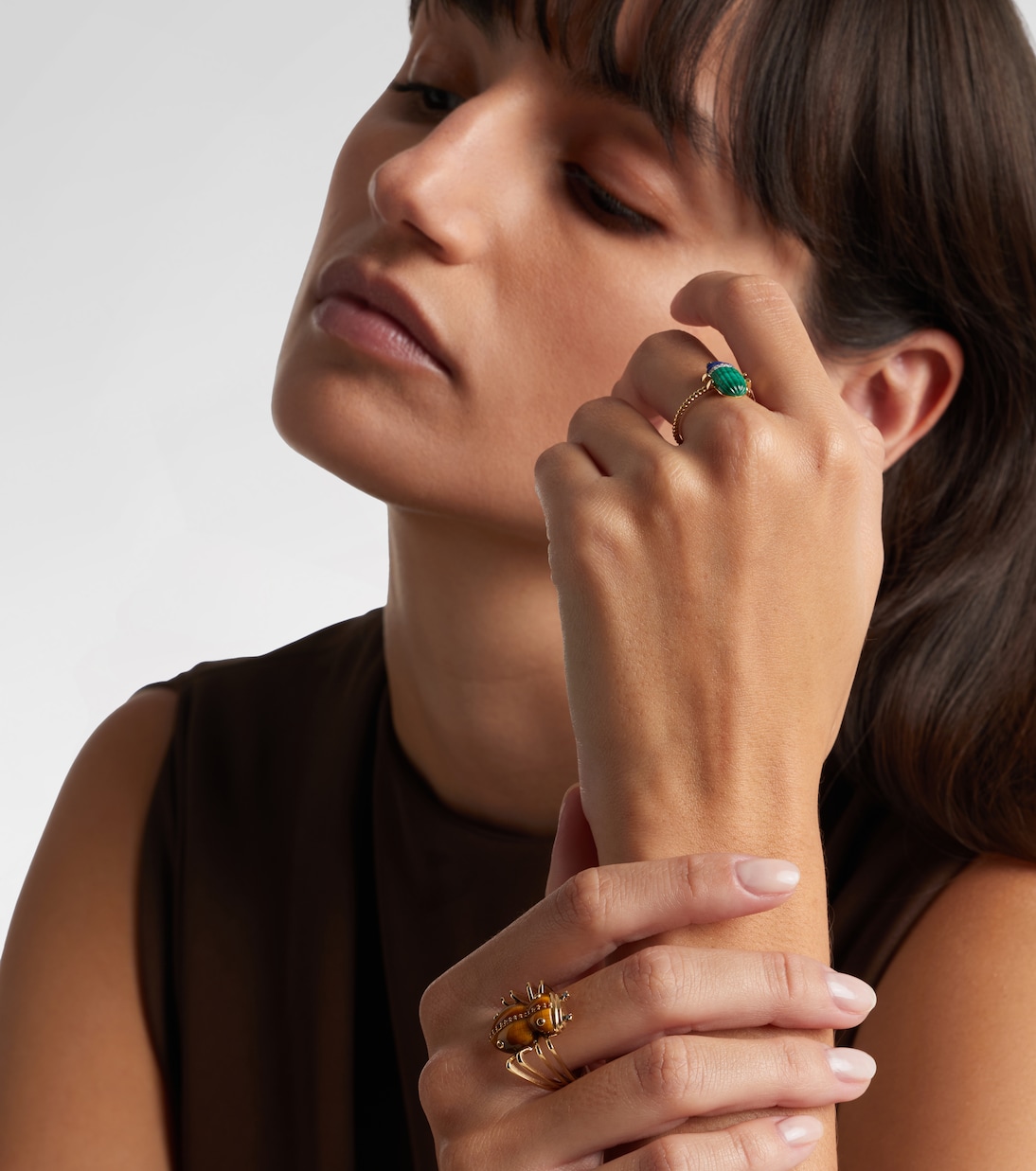 Scarabée Mini 9kt gold ring with gemstones | Yvonne Léon