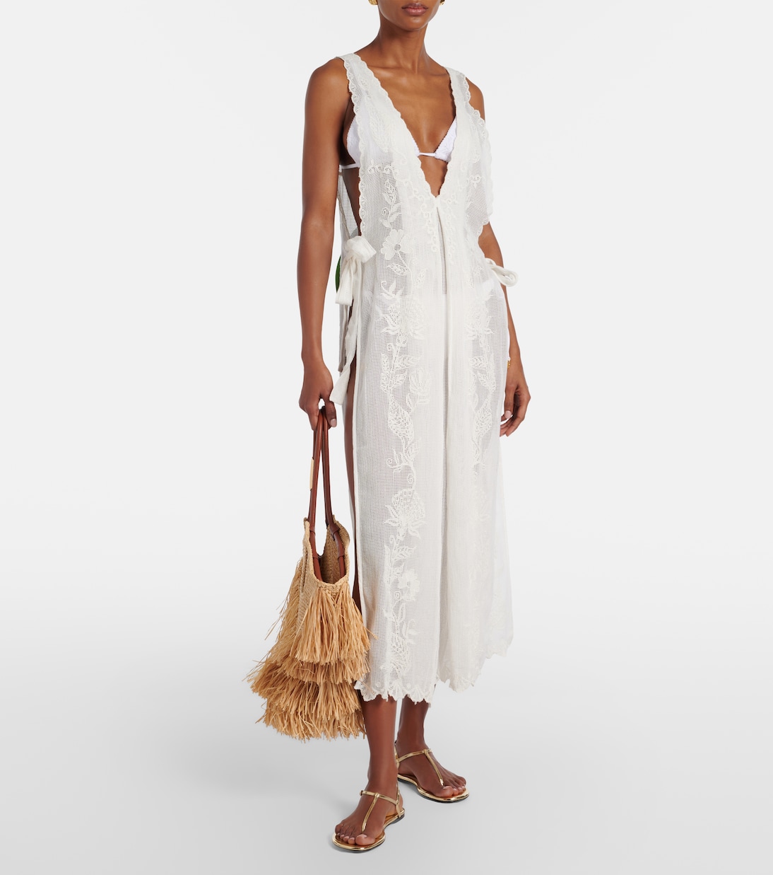 Sea Flowers embroidered cotton cover-up | Farm Rio