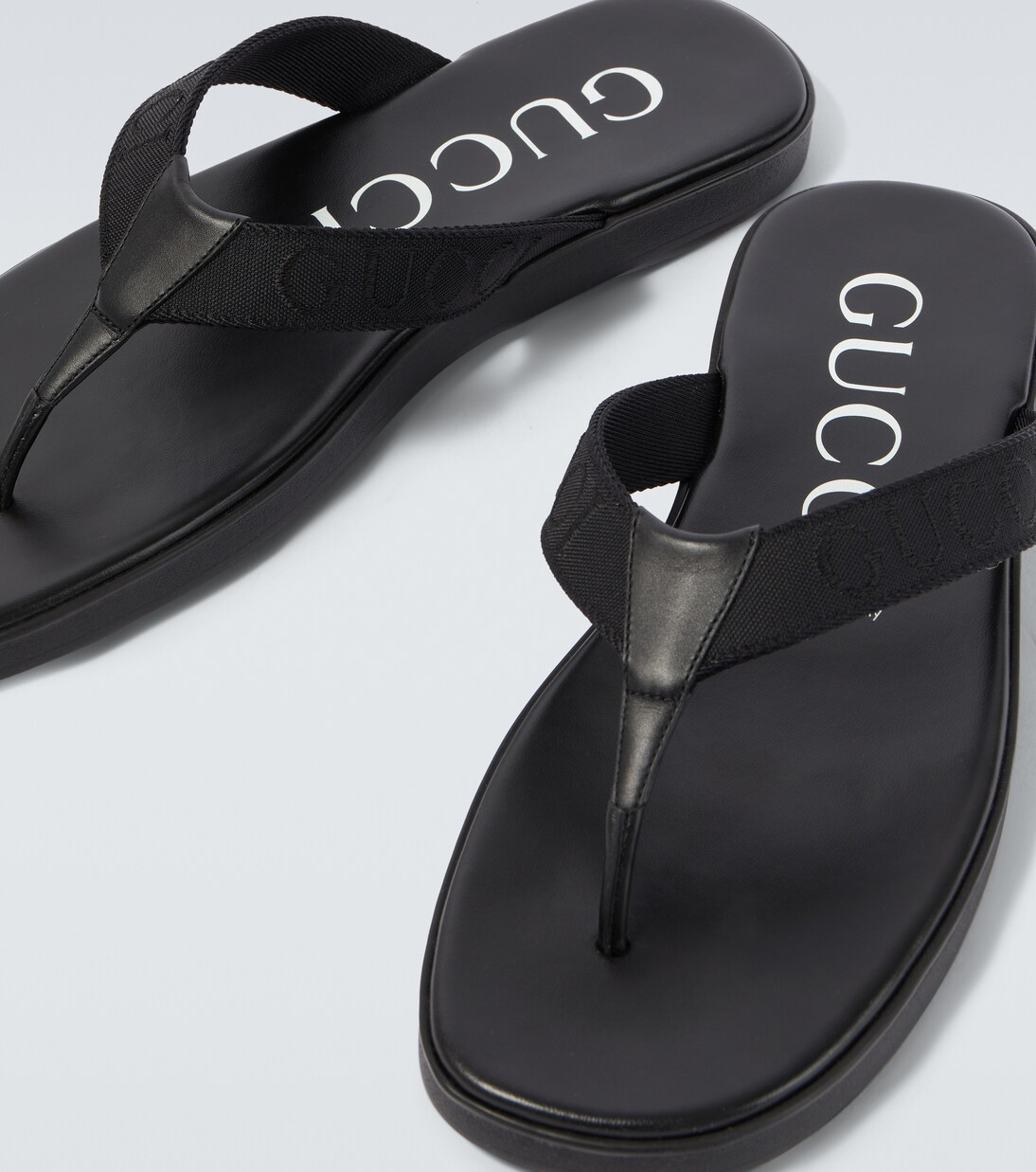 Sandalias de lona y piel con logo | Gucci