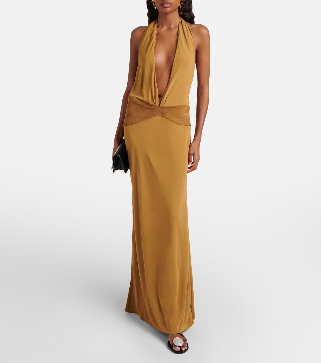 Robe aus Jersey mit Veloursleder | Christopher Esber