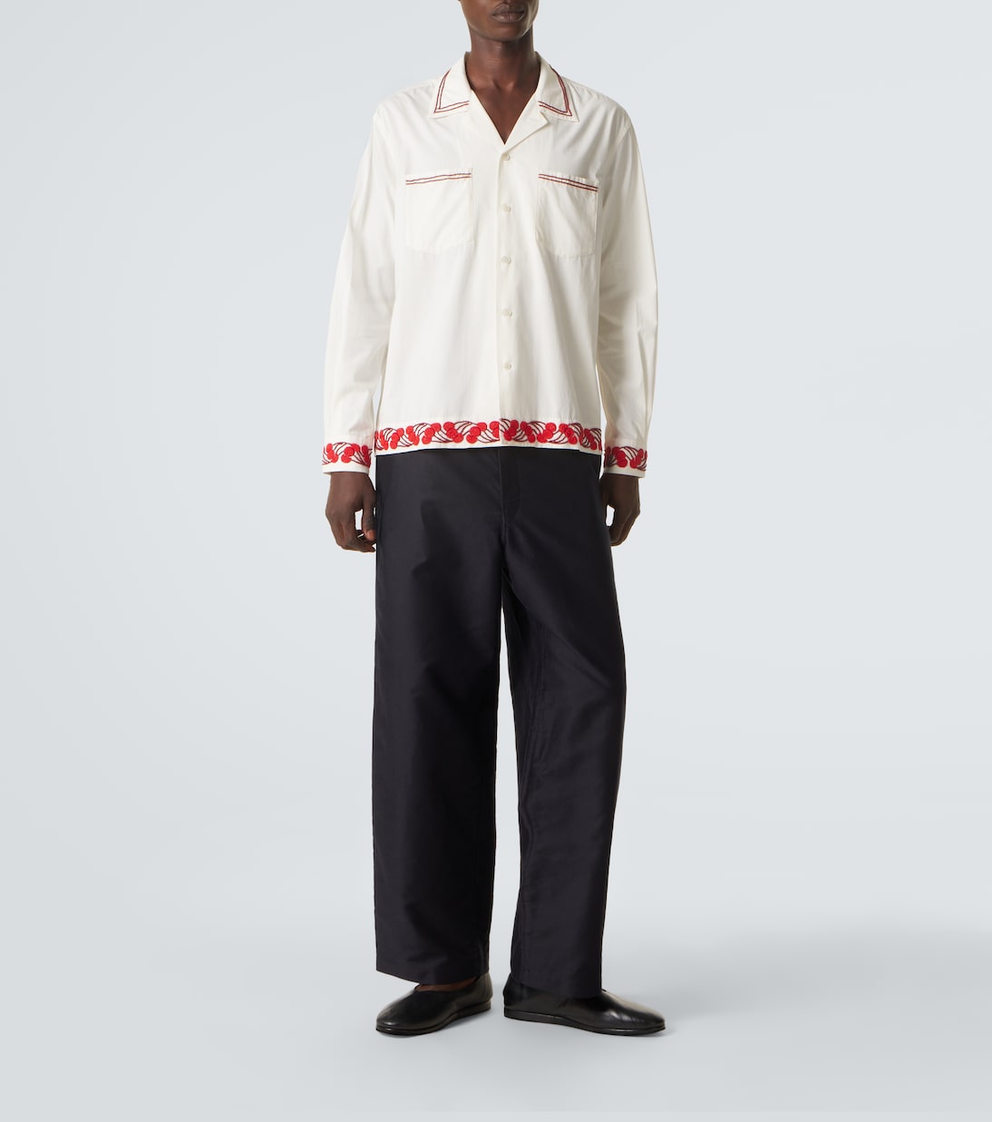 Cherry Lane beaded cotton poplin shirt | Bode