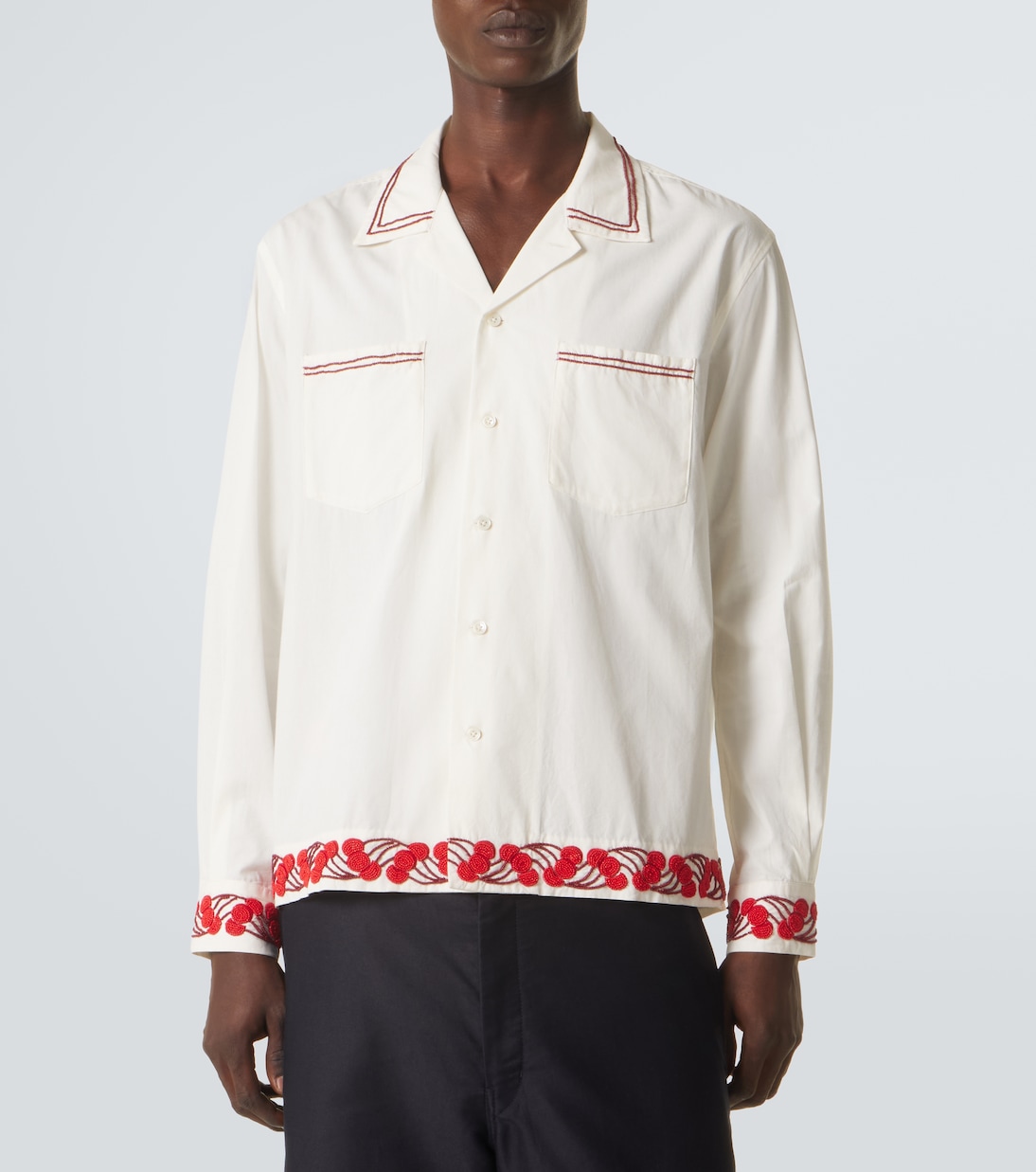 Cherry Lane beaded cotton poplin shirt | Bode