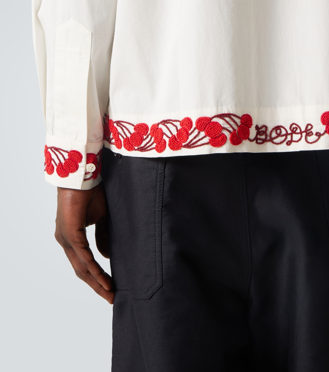 Cherry Lane beaded cotton poplin shirt | Bode