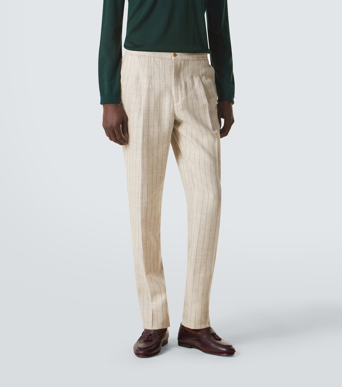 Schmale Hose aus Leinen und Wolle | Rubinacci