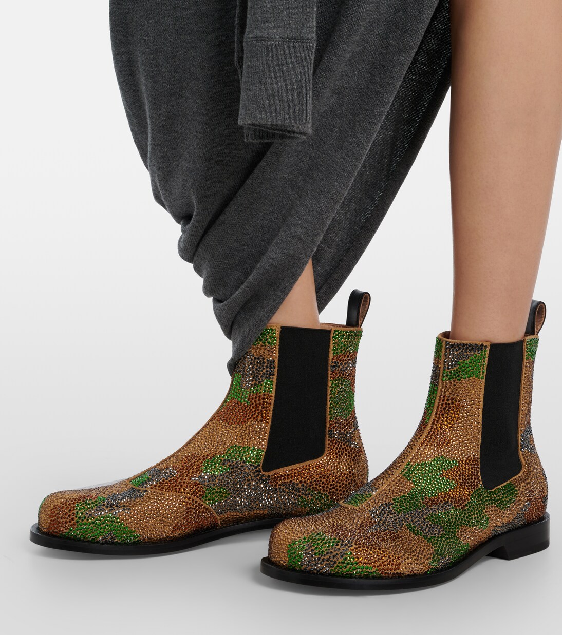 Camouflage embellished suede Chelsea boots | JW Anderson