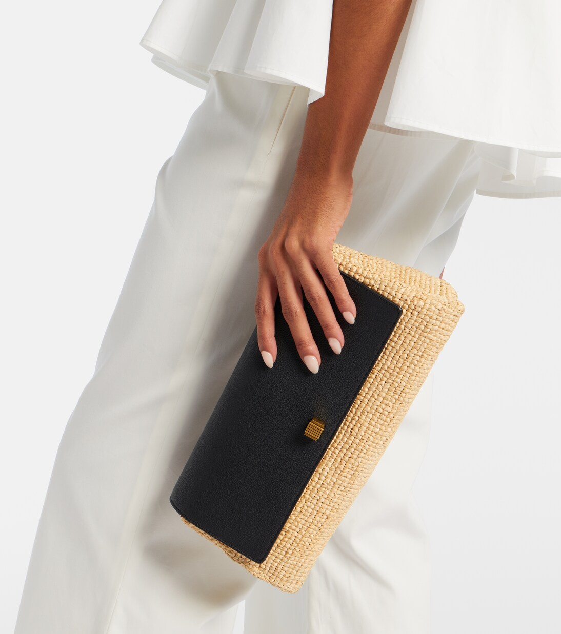 Clutch Audrey in rafia con pelle | Khaite