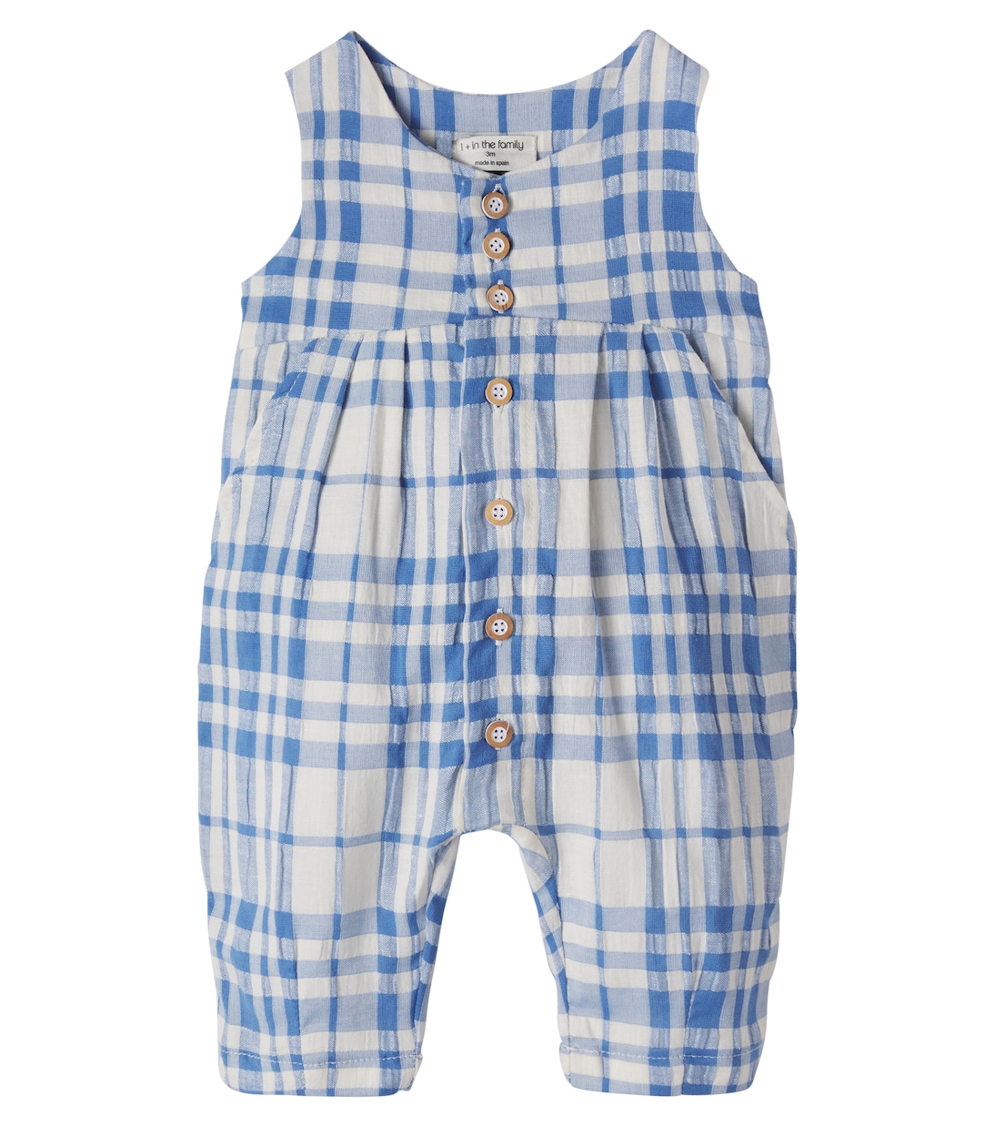 Baby Morera checked cotton and linen jumpsuit | 1 + in the Family