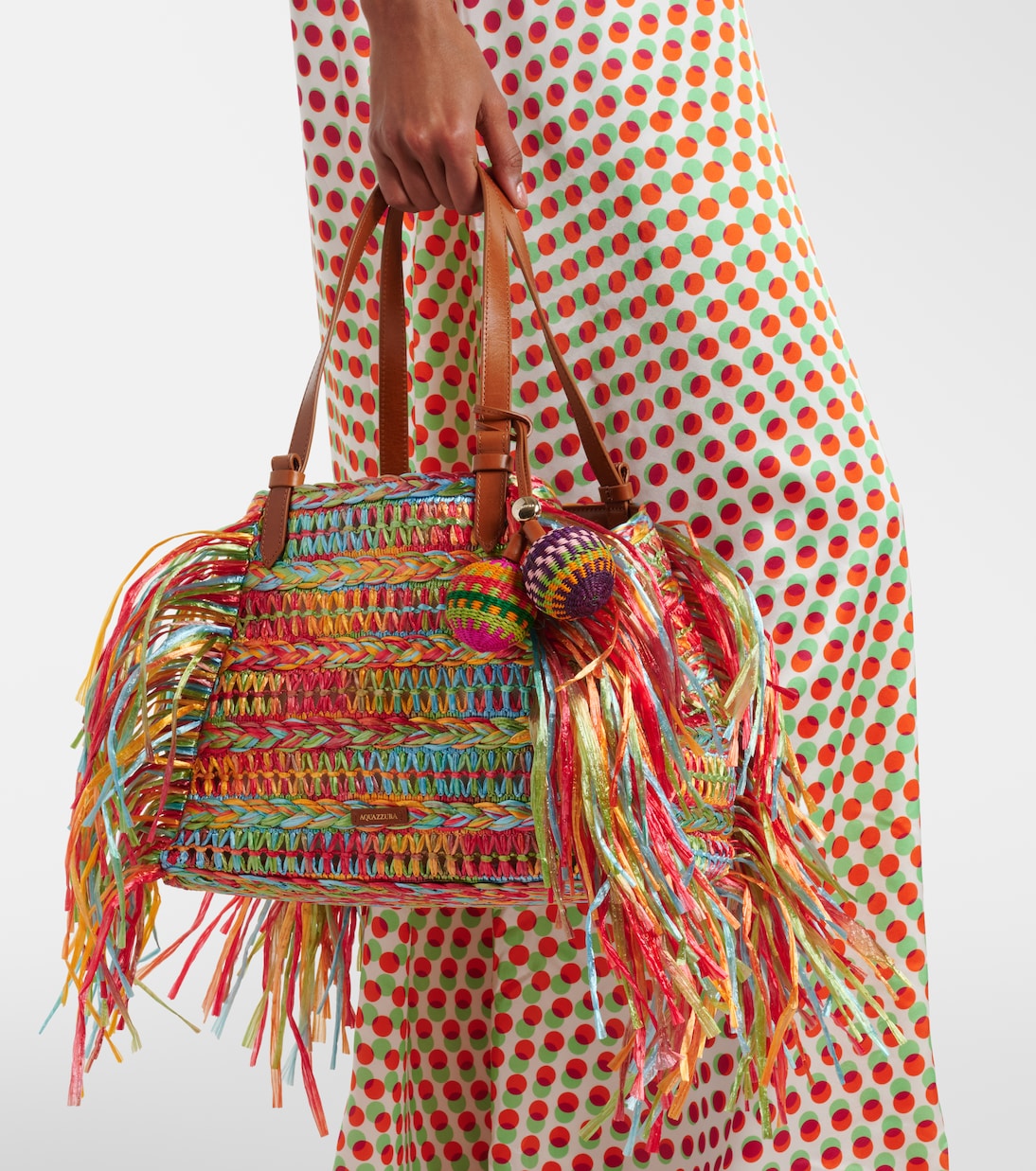 Trancoso fringed raffia tote bag | Aquazzura