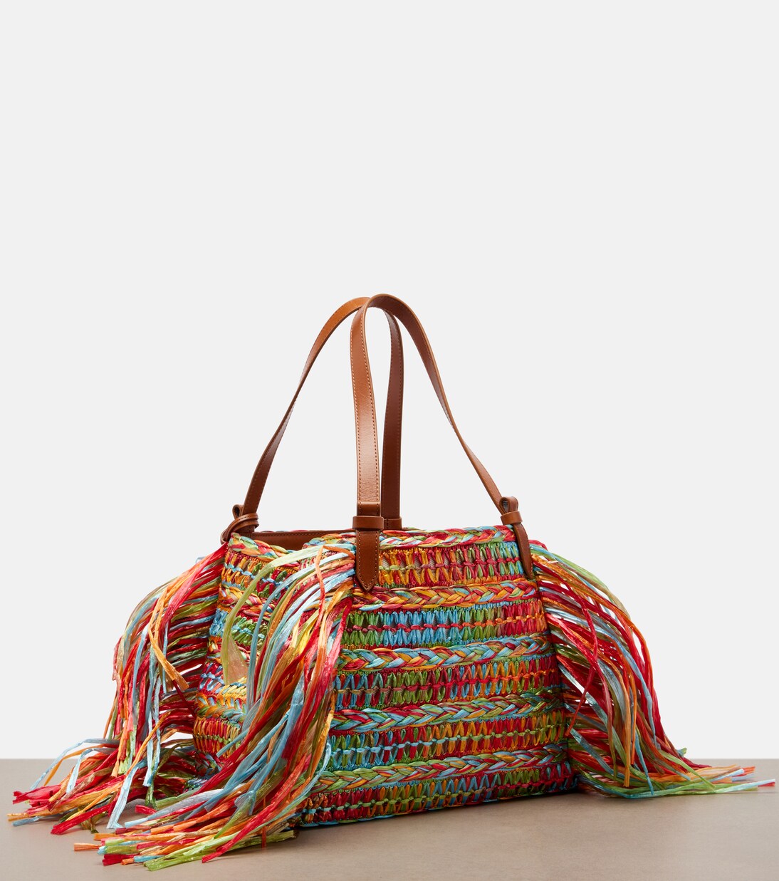 Trancoso fringed raffia tote bag | Aquazzura