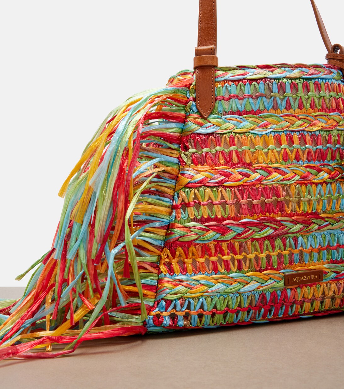 Trancoso fringed raffia tote bag | Aquazzura