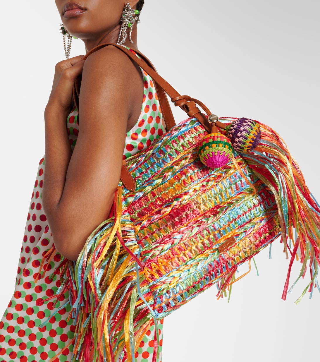 Trancoso fringed raffia tote bag | Aquazzura