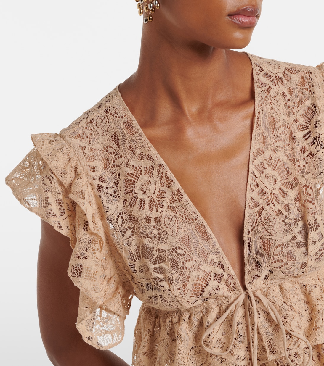 Crop top en dentelle à volants | Adriana Degreas