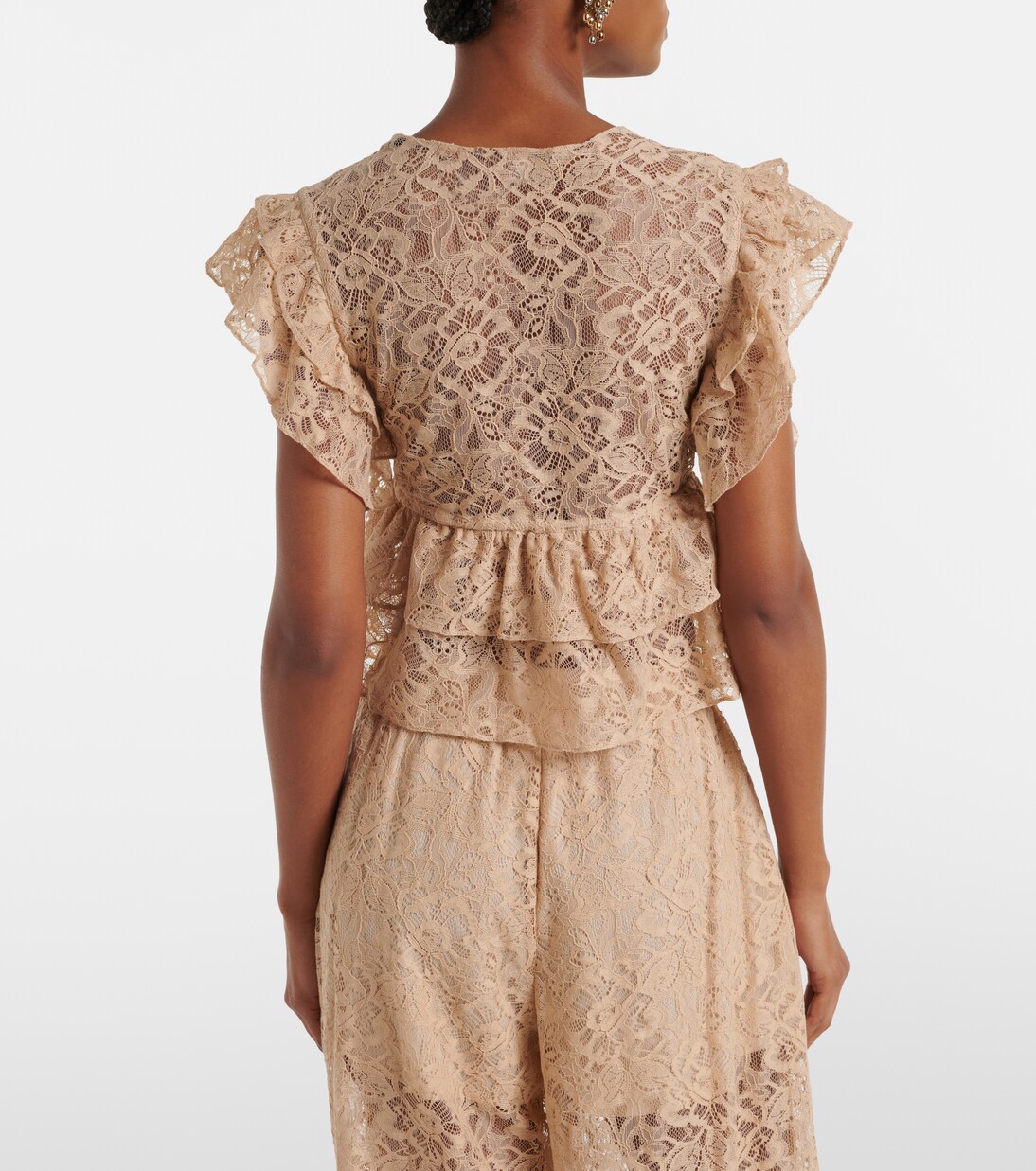 Crop top en dentelle à volants | Adriana Degreas