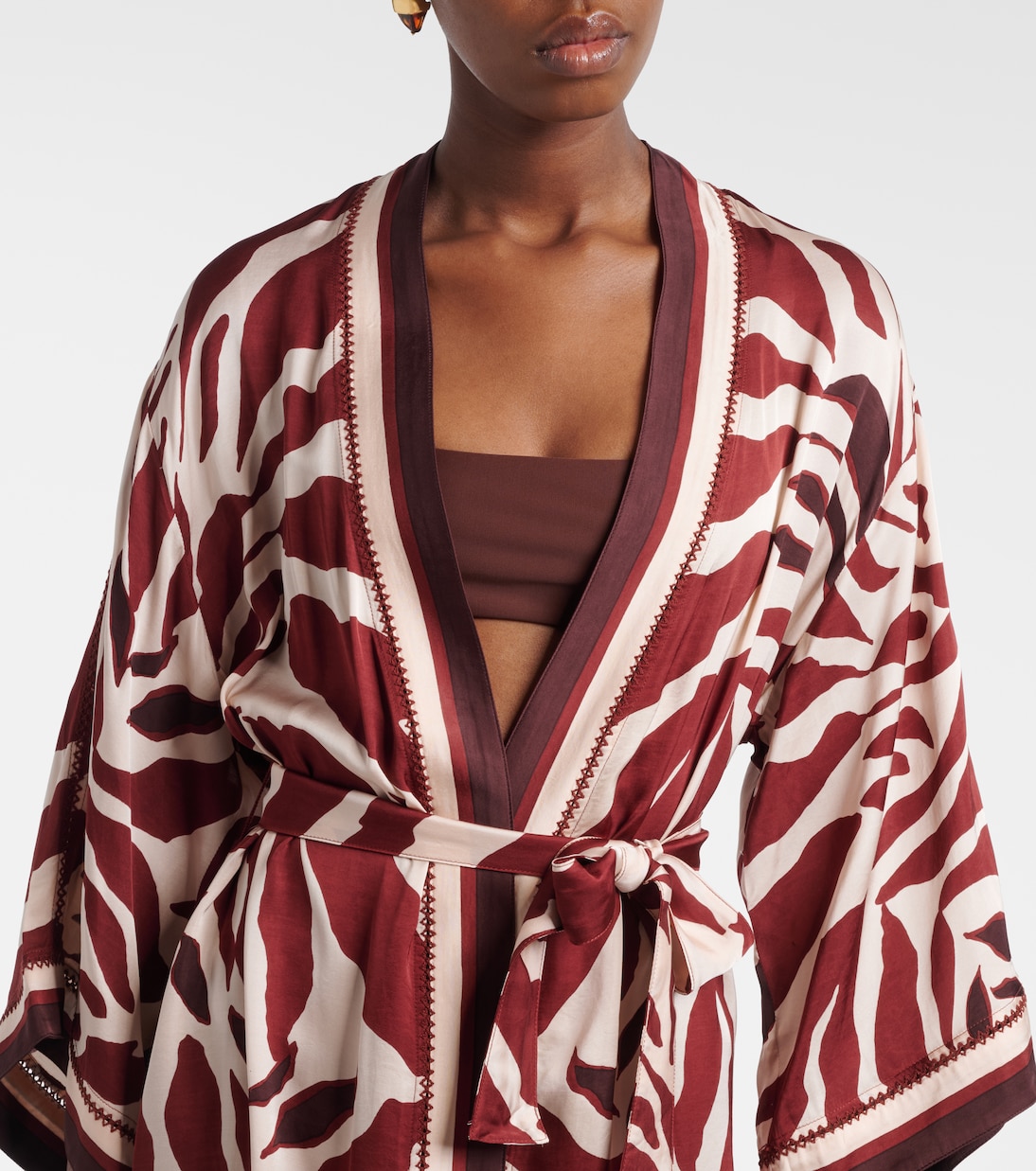 Caftán Erica de satén estampado | Poupette St Barth