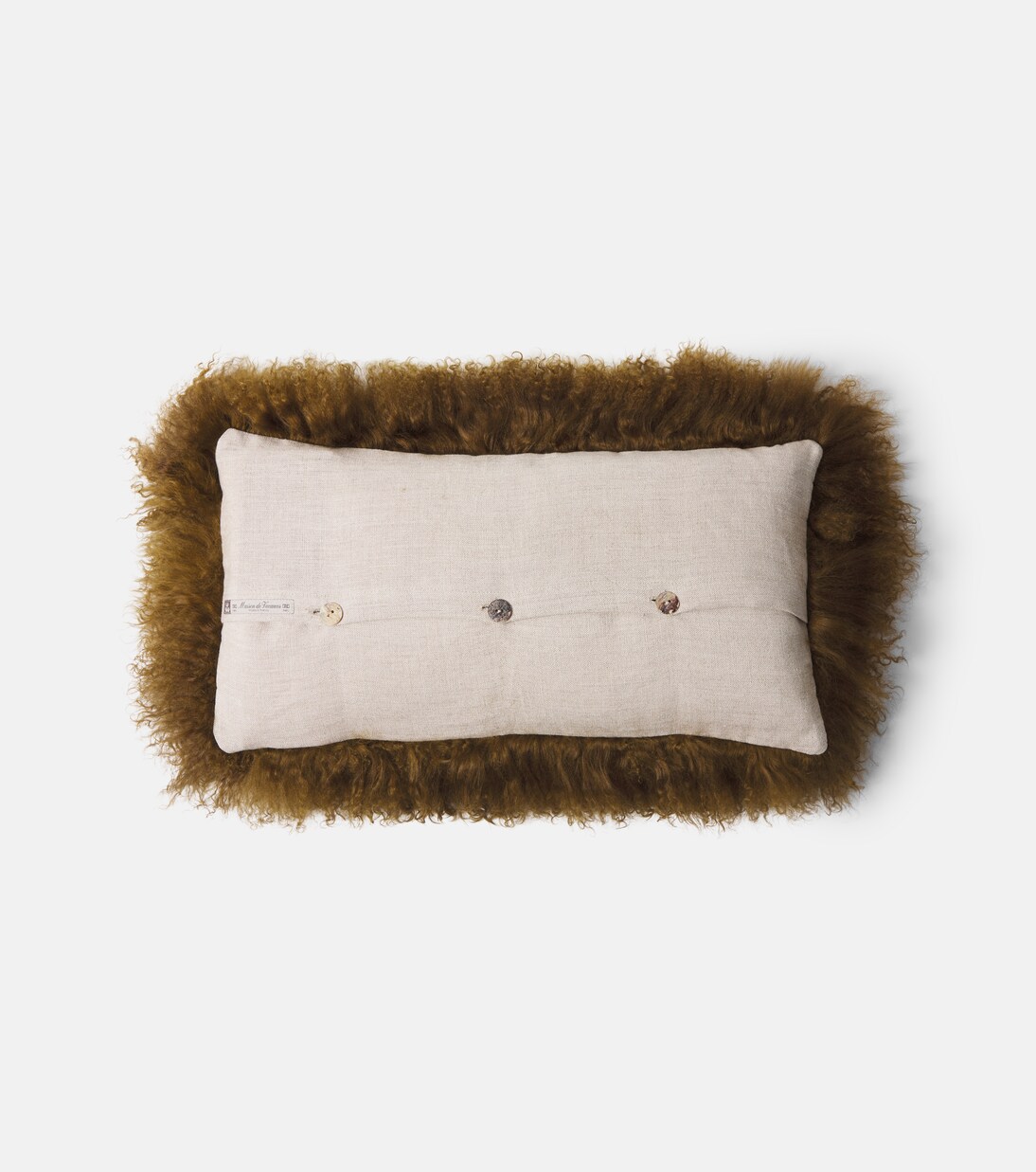 Shearling and linen cushion | Maison de Vacances
