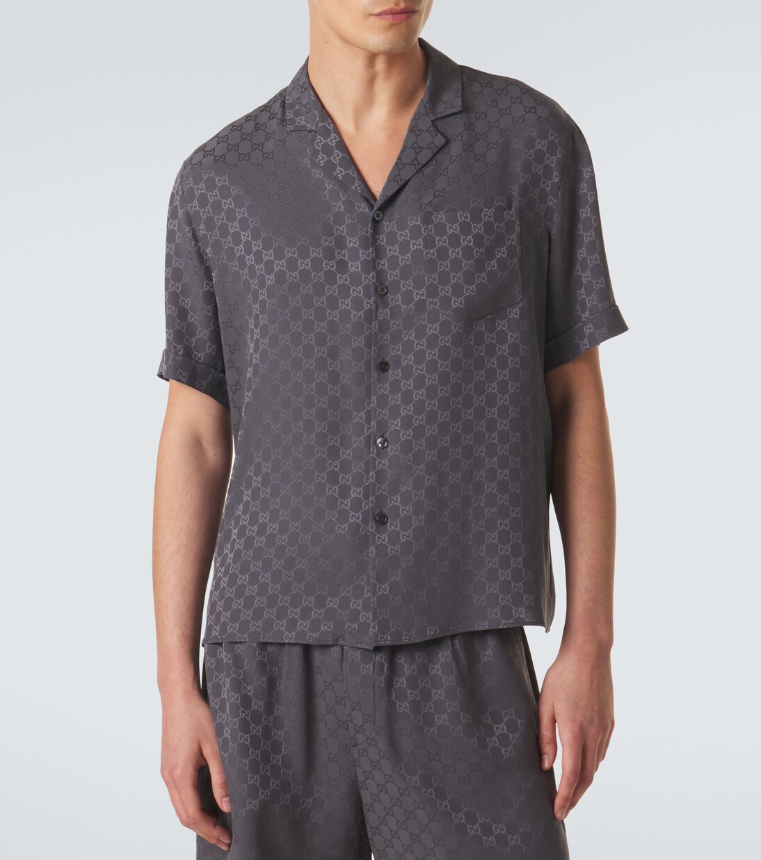 GG silk jacquard bowling shirt | Gucci