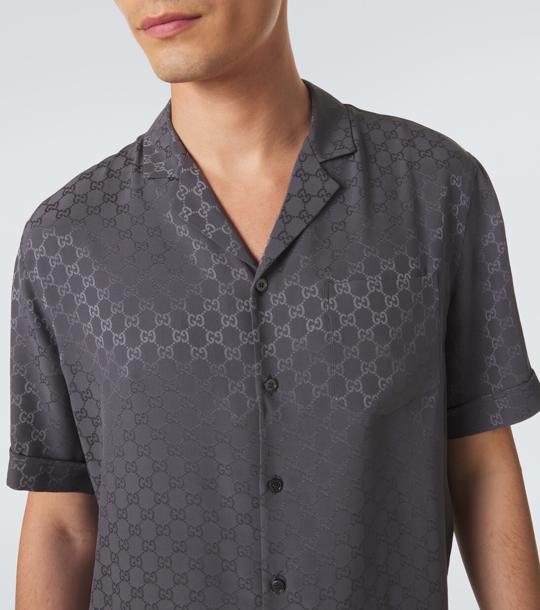 GG silk jacquard bowling shirt | Gucci
