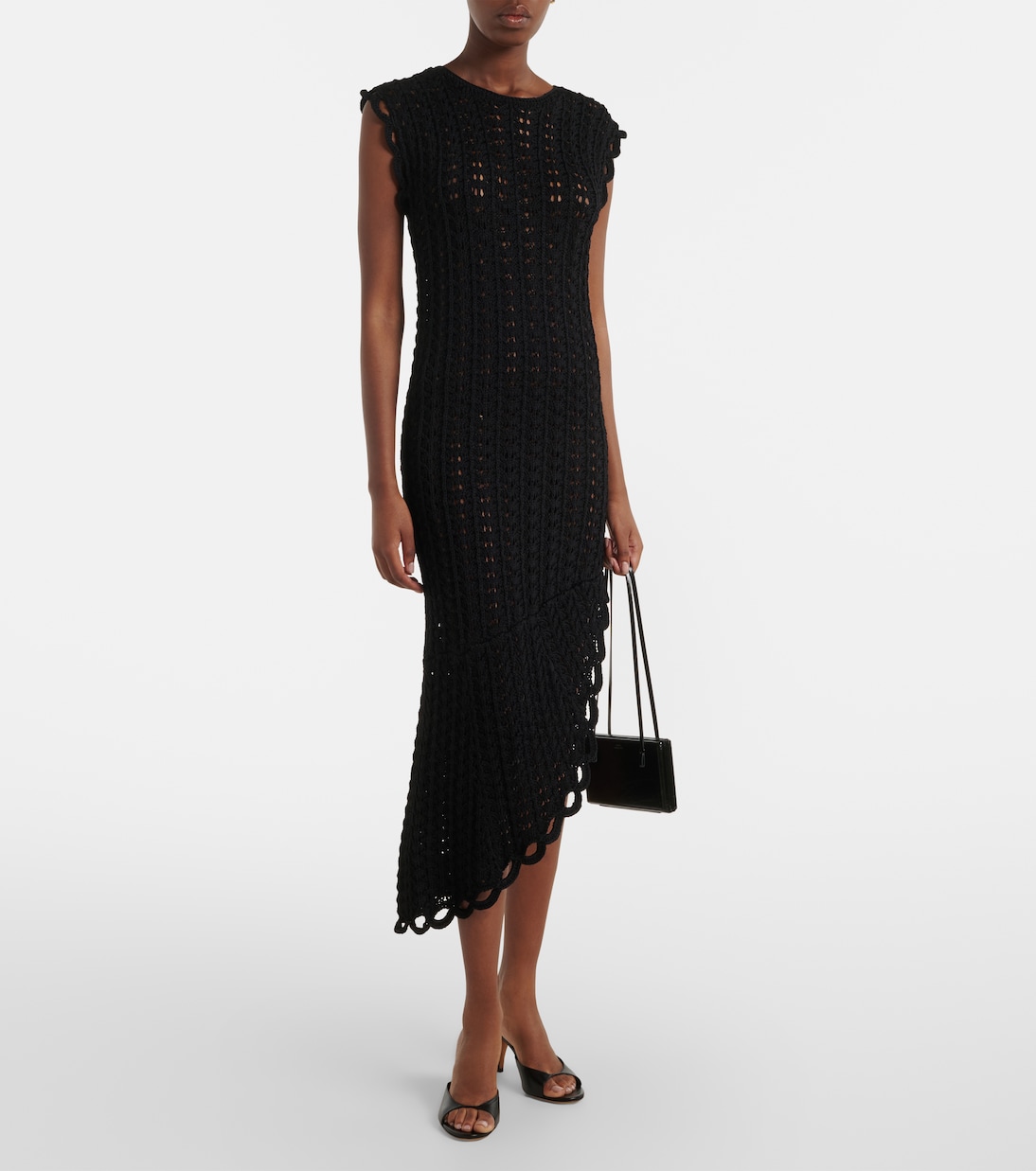 Malena asymmetric scalloped crochet midi dress | Loulou de Saison