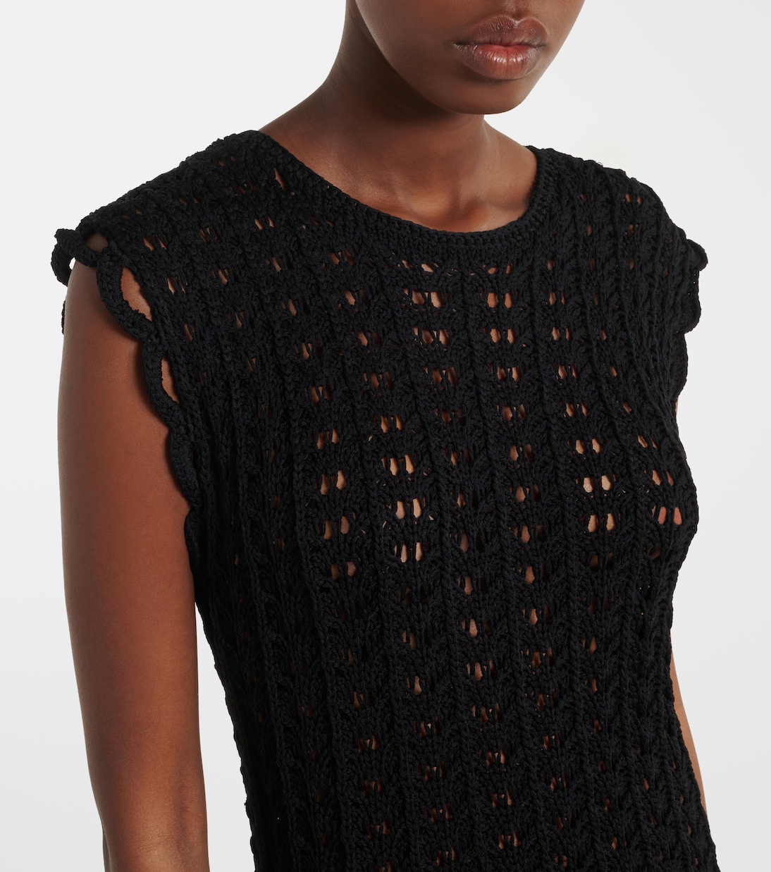 Malena asymmetric scalloped crochet midi dress | Loulou de Saison