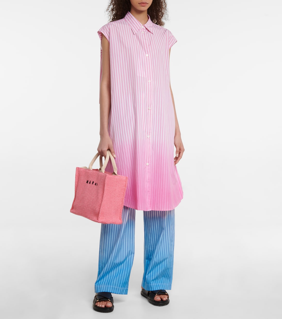 Robe chemise rayée en coton | Marni