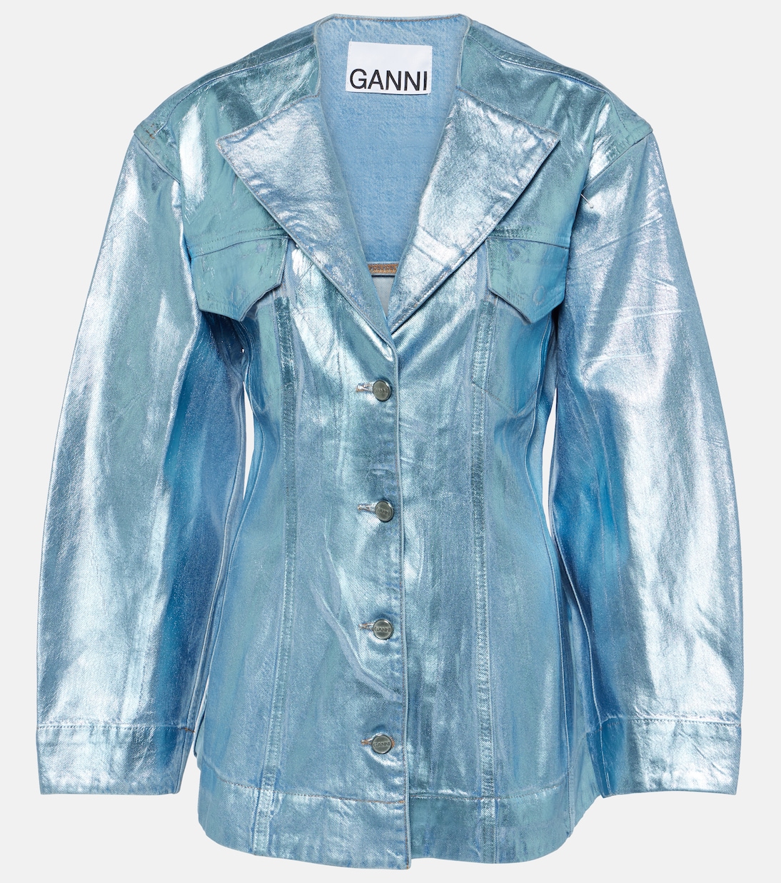 Blazer Foil aus Metallic-Denim | Ganni