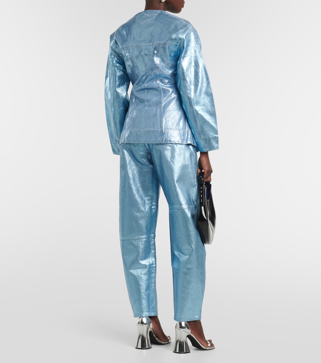 Blazer Foil aus Metallic-Denim | Ganni