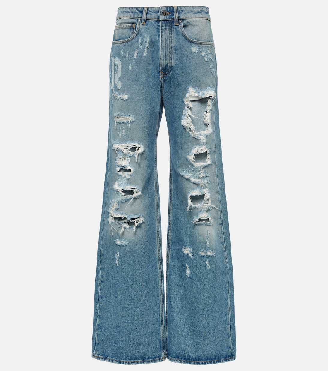 Distressed high-rise wide-leg jeans | Rabanne