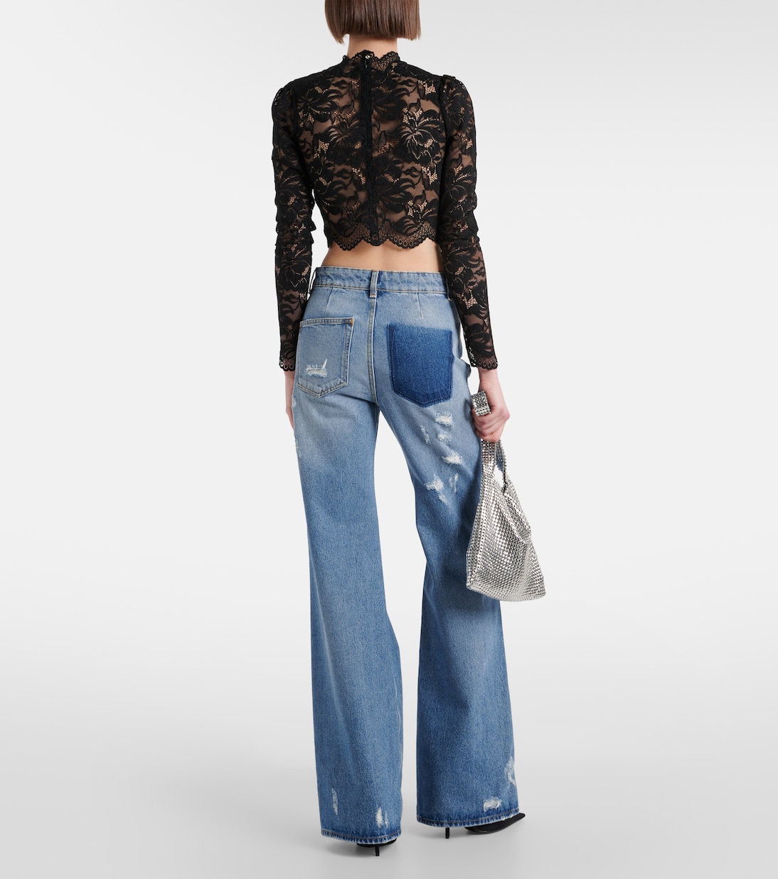 Distressed high-rise wide-leg jeans | Rabanne