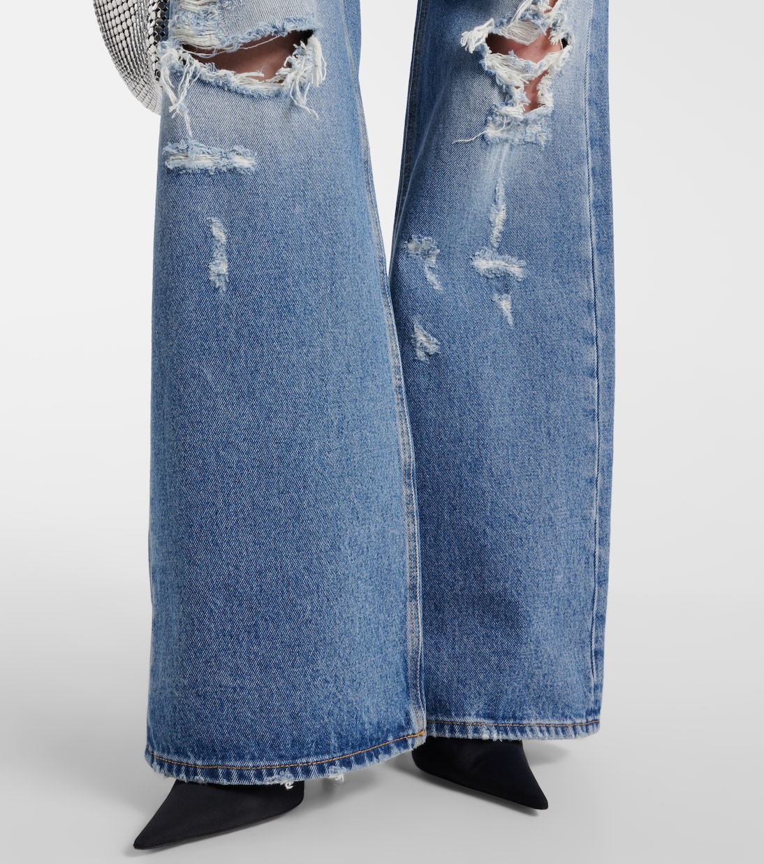Distressed high-rise wide-leg jeans | Rabanne