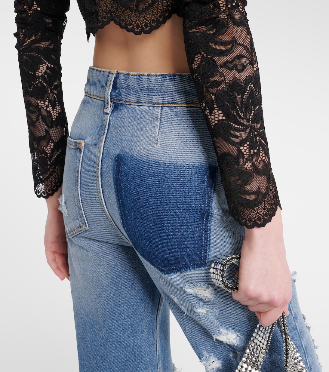 Distressed high-rise wide-leg jeans | Rabanne